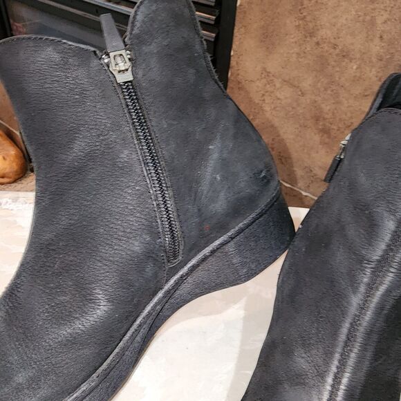 DANSKO LIZA 6.5/7 Black Suede Side Zip Up Prairie Boho Grunge Heel Ankle Boots - Picture 5 of 10